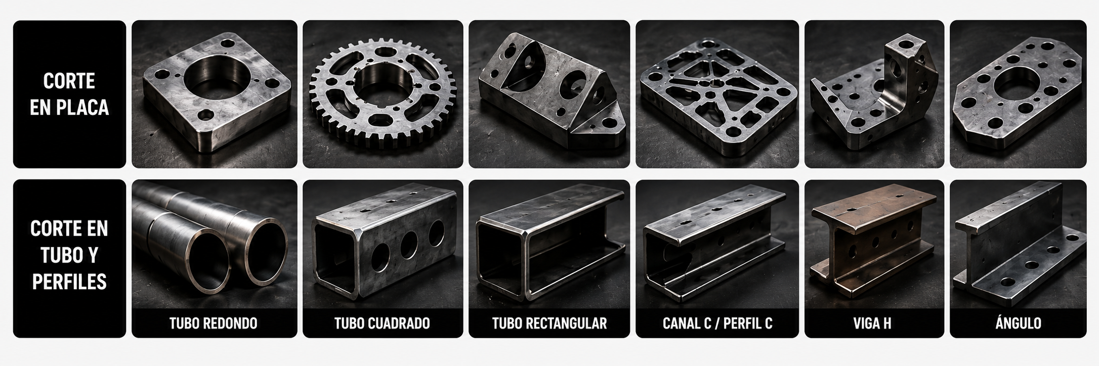 Piezas cortadas con precision laser en placa, tubo y perfiles